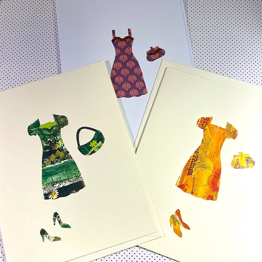Set of 3 art outfit cards greeting cards birthday cards poshmark order thank you